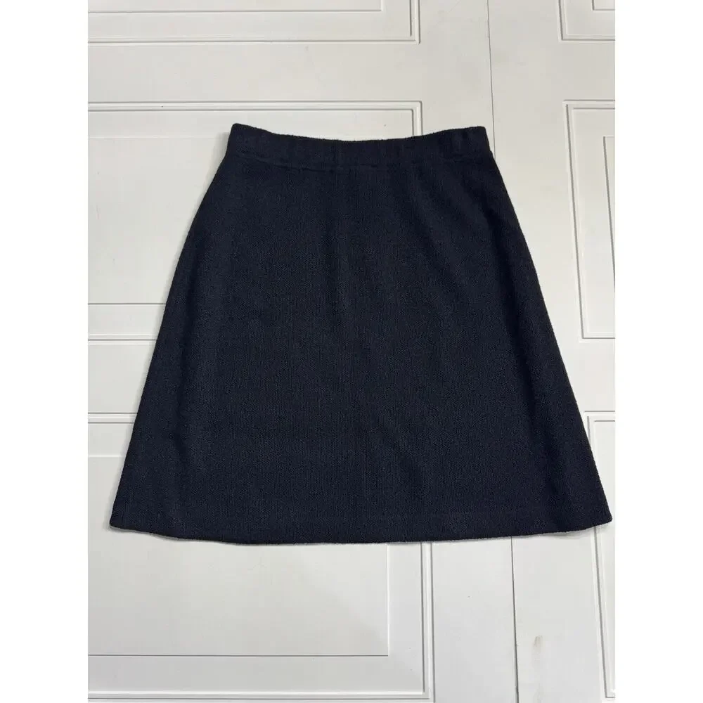 St John Collection Wool Santana Black A Line Knit Pull On Pencil Skirt Size 2 - Picture 5 of 8